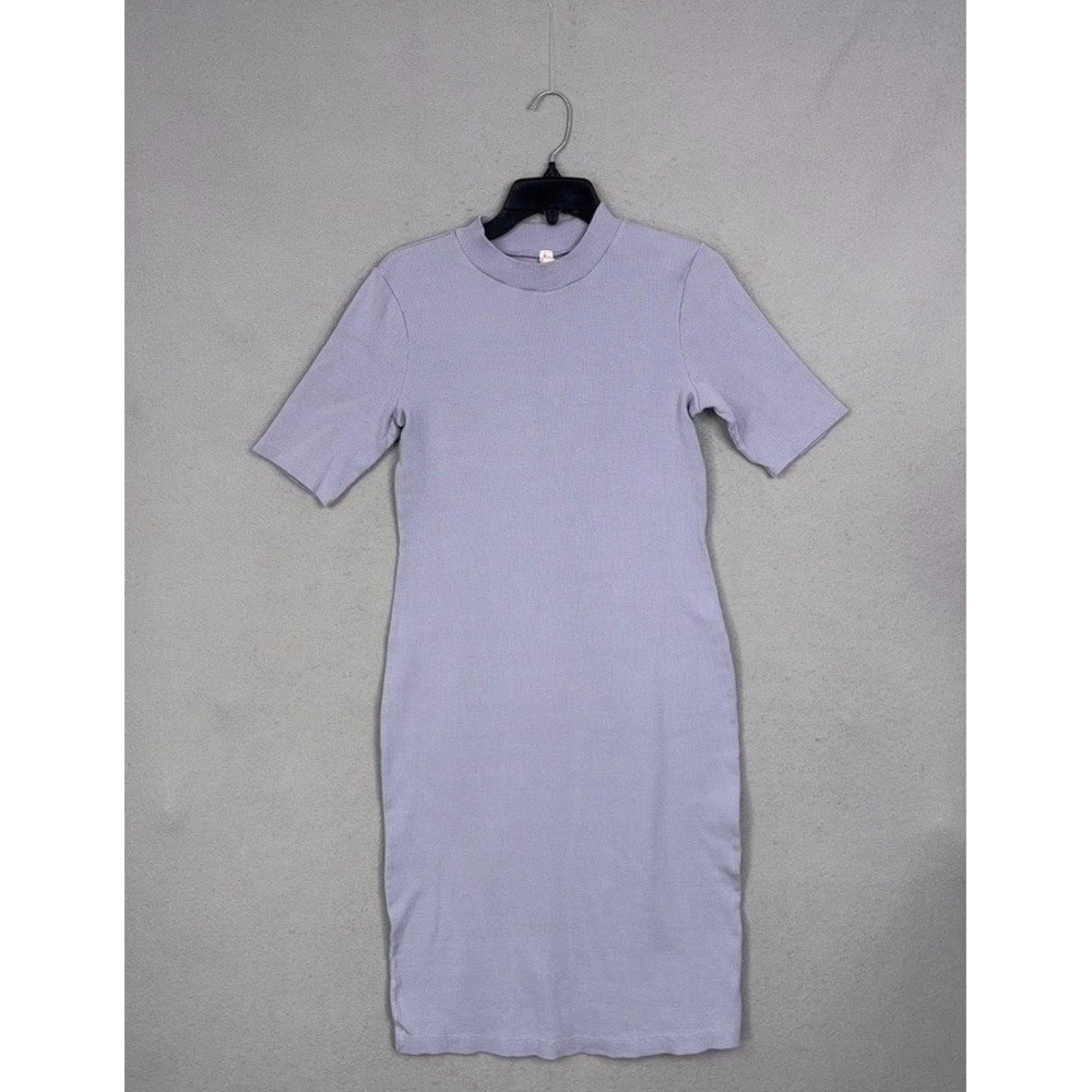 Daily Practice Dress Women Small Lavender Ribbed Mock Neck Short Sleeve Sporty